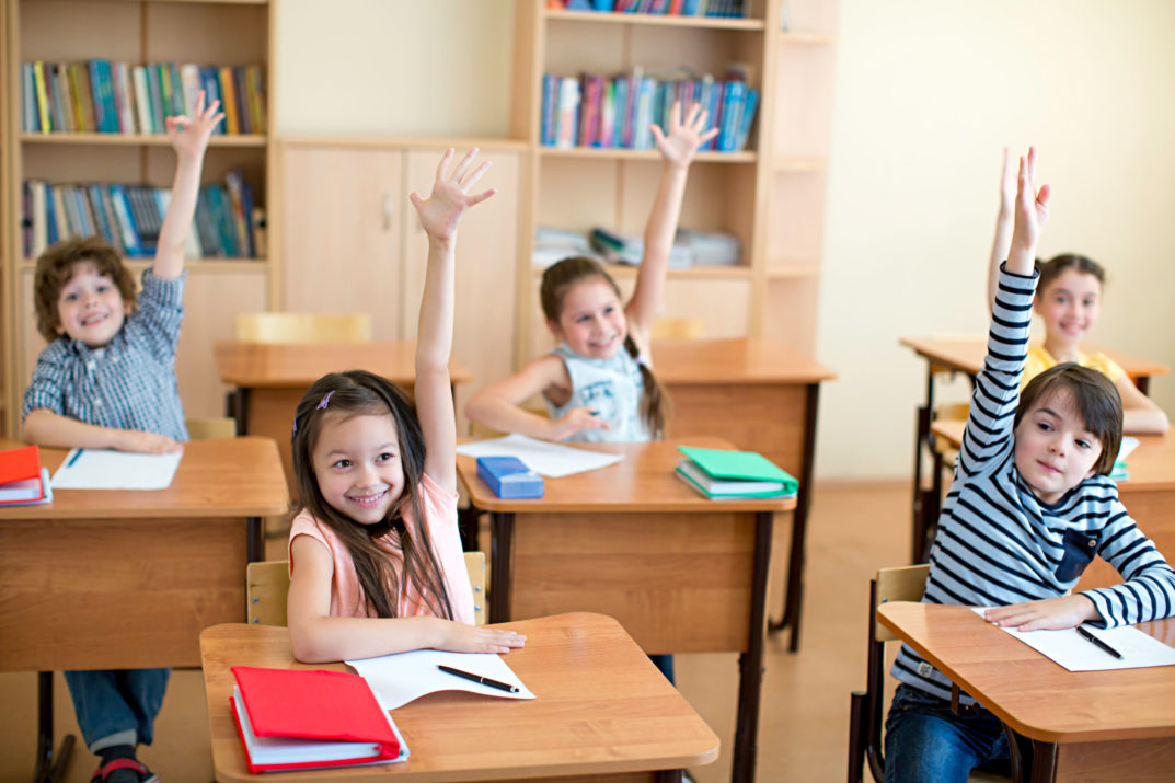 school children in a classroom