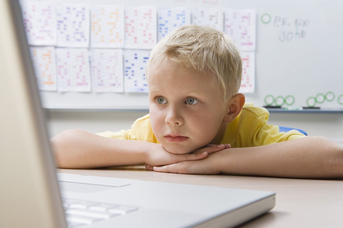 Schoolboy Using a Laptop; educators tackle community issues concept