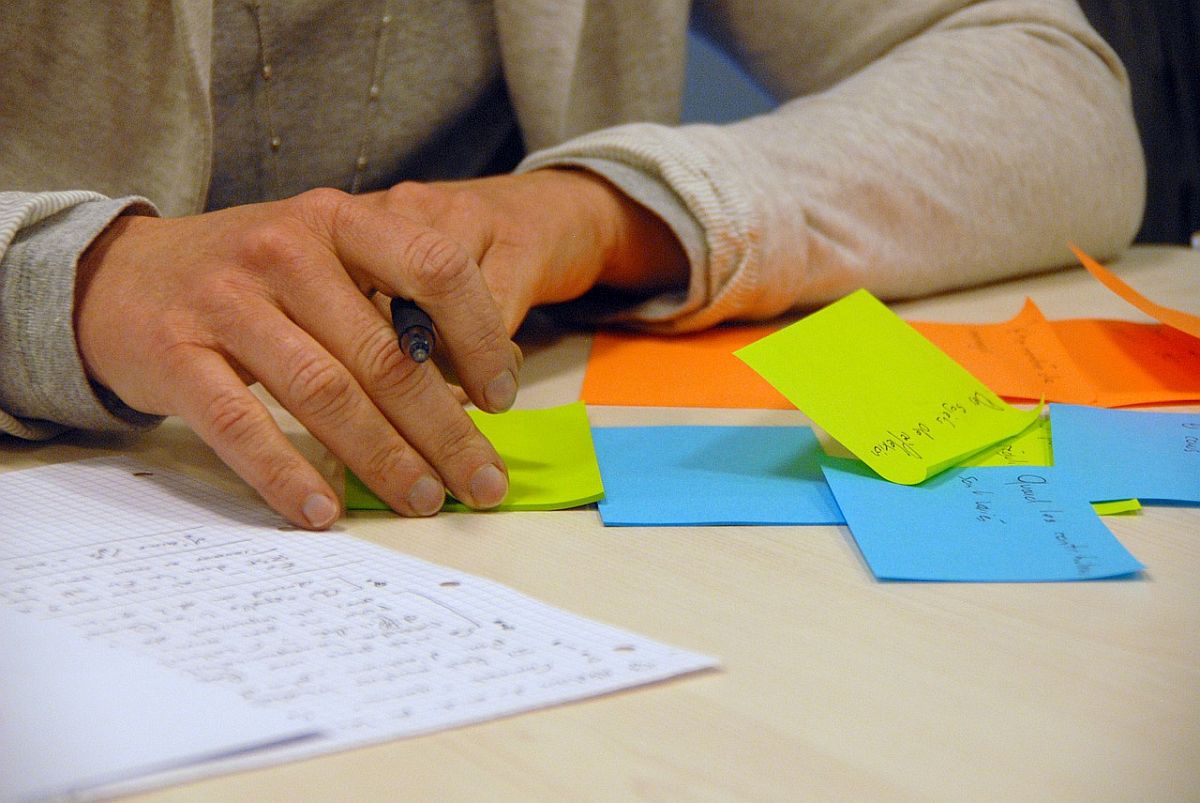 close-up of post-it notes; improving teacher collaboration concept
