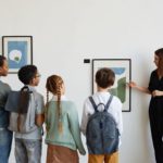 Children visiting an art gallery; community destinations concept