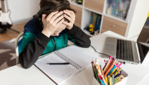 Child having problem doing homework; no-grade concept